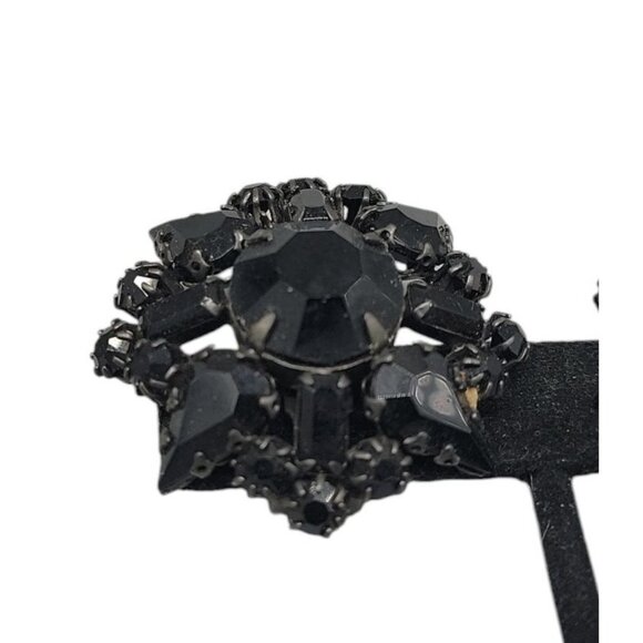 Schreiner New York Runway Style Clip On Earrings Black Rhinestone Cluster VTG - Picture 12 of 16